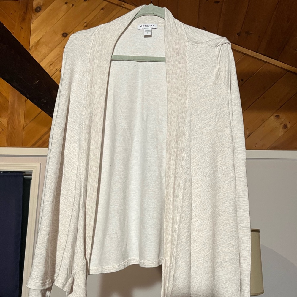 Off white wrap around front tie long sleeve wrap